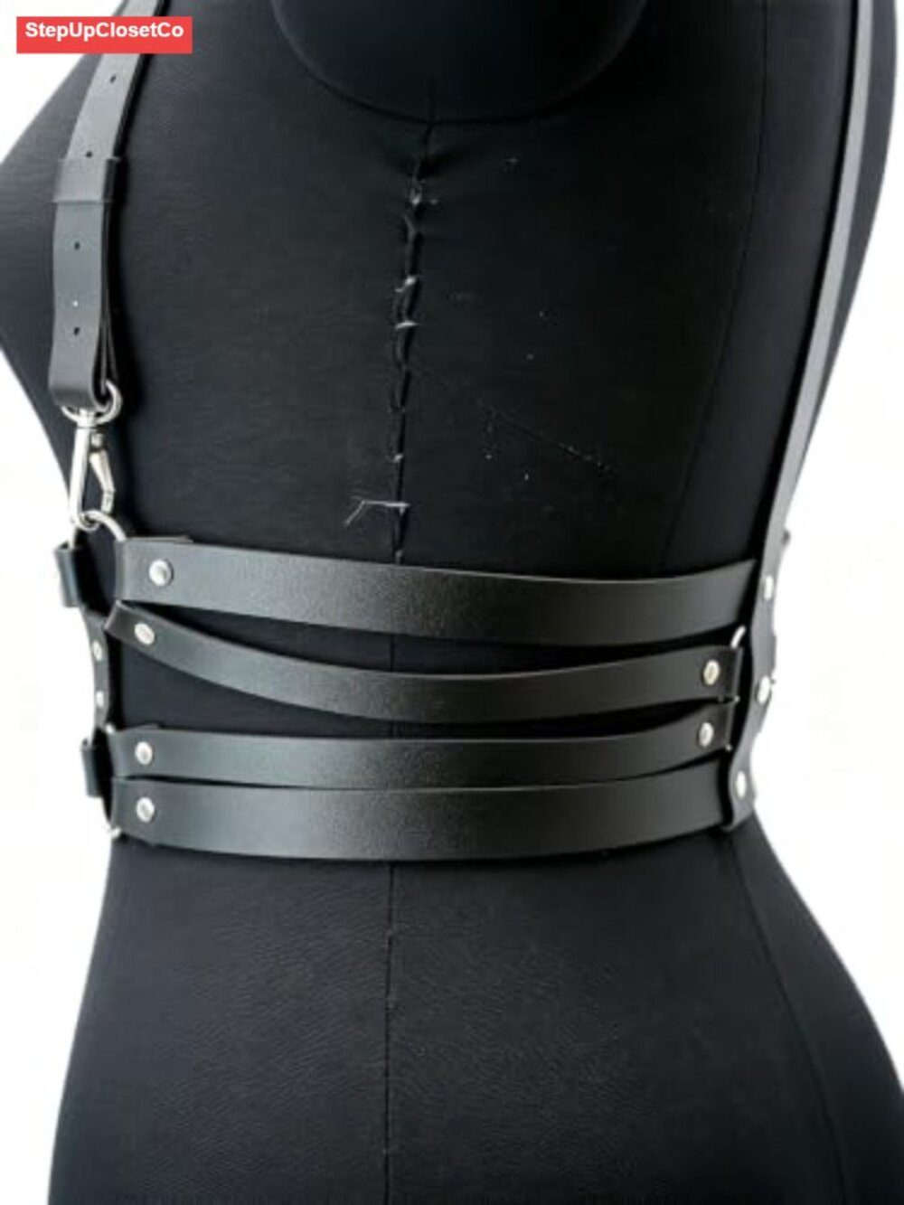 Women's Faux Leather Body Harness Belt with Alloy Buckle Adjustable Chest & - Picture 5 of 5
